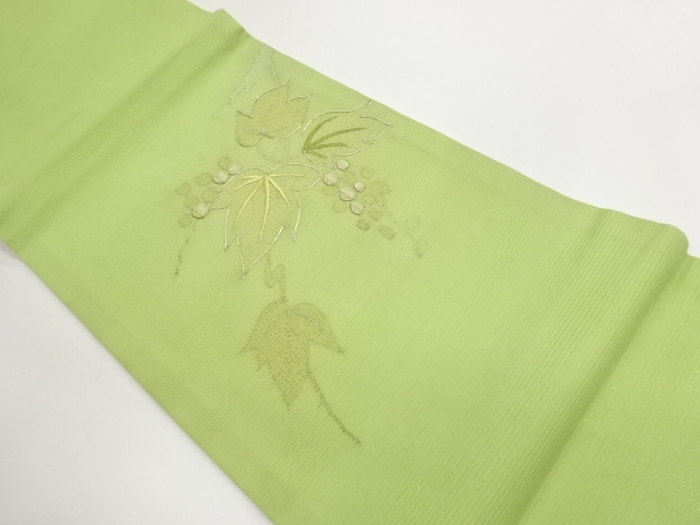 JAPANESE KIMONO / HIRAKI NAGOYA OBI FOR SUMMER / KIN-GINSAI / EMBROIDERY / GRAPE 